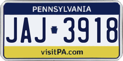 PA license plate JAJ3918