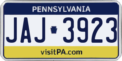 PA license plate JAJ3923