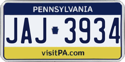PA license plate JAJ3934