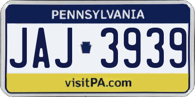 PA license plate JAJ3939