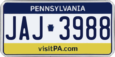 PA license plate JAJ3988