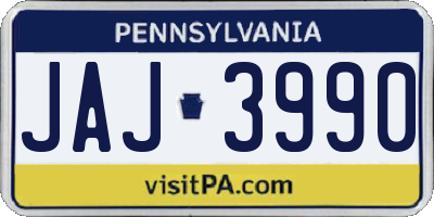 PA license plate JAJ3990