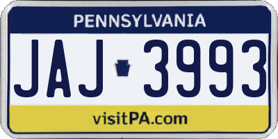 PA license plate JAJ3993