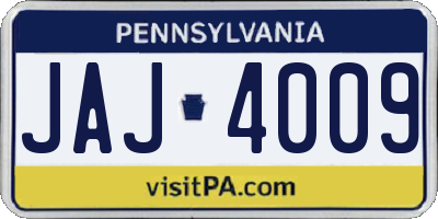 PA license plate JAJ4009