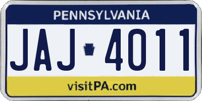 PA license plate JAJ4011