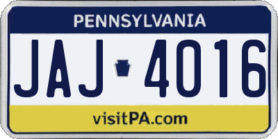 PA license plate JAJ4016