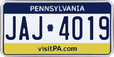 PA license plate JAJ4019