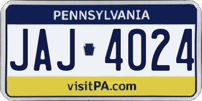 PA license plate JAJ4024