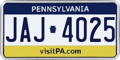 PA license plate JAJ4025