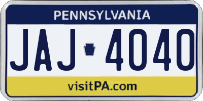 PA license plate JAJ4040