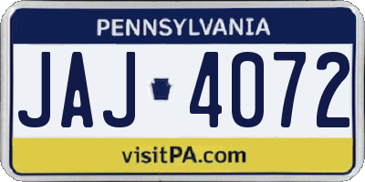 PA license plate JAJ4072