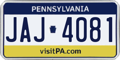 PA license plate JAJ4081