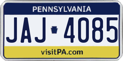 PA license plate JAJ4085
