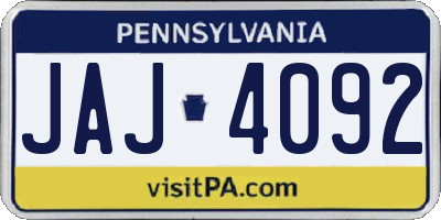 PA license plate JAJ4092