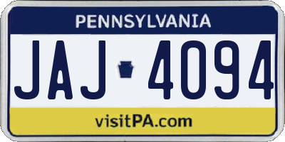 PA license plate JAJ4094
