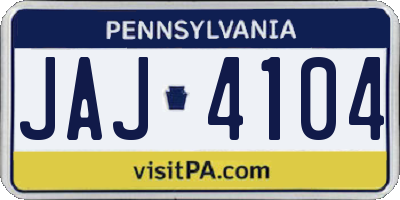 PA license plate JAJ4104