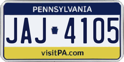 PA license plate JAJ4105