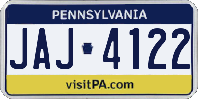 PA license plate JAJ4122