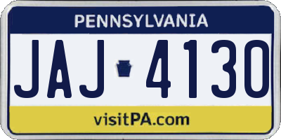 PA license plate JAJ4130