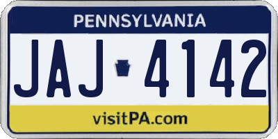 PA license plate JAJ4142