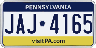 PA license plate JAJ4165