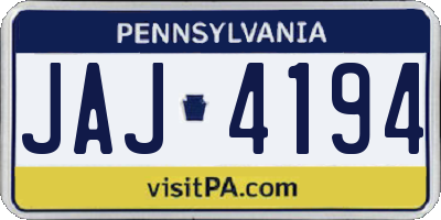 PA license plate JAJ4194