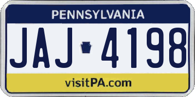 PA license plate JAJ4198