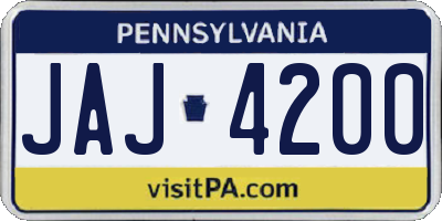 PA license plate JAJ4200