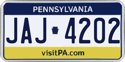 PA license plate JAJ4202