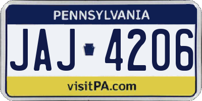 PA license plate JAJ4206
