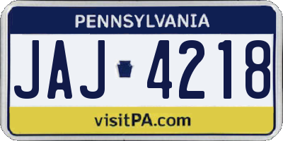 PA license plate JAJ4218