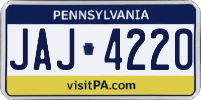 PA license plate JAJ4220