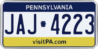 PA license plate JAJ4223