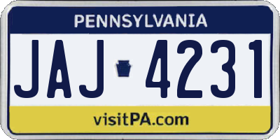 PA license plate JAJ4231