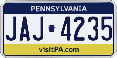 PA license plate JAJ4235