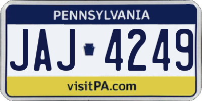 PA license plate JAJ4249