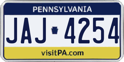PA license plate JAJ4254