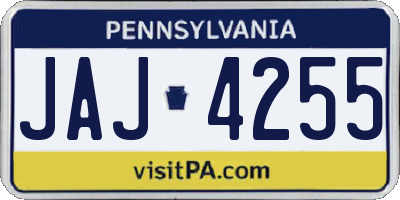 PA license plate JAJ4255