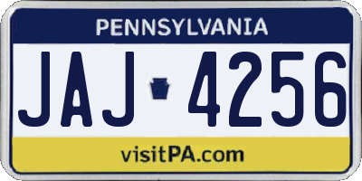 PA license plate JAJ4256