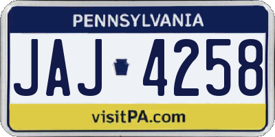 PA license plate JAJ4258
