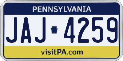 PA license plate JAJ4259