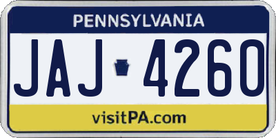 PA license plate JAJ4260