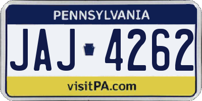 PA license plate JAJ4262