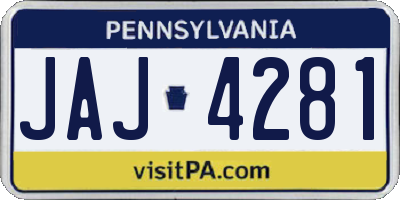 PA license plate JAJ4281