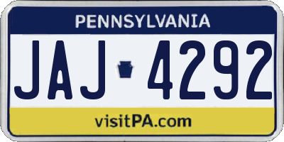 PA license plate JAJ4292