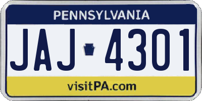 PA license plate JAJ4301