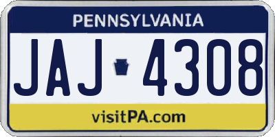 PA license plate JAJ4308