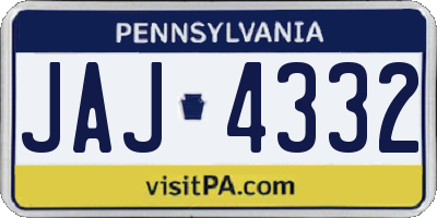 PA license plate JAJ4332