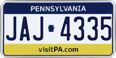 PA license plate JAJ4335