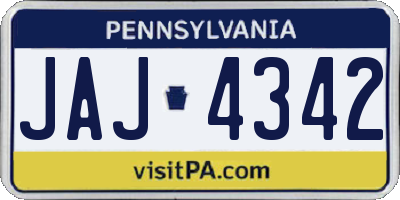 PA license plate JAJ4342